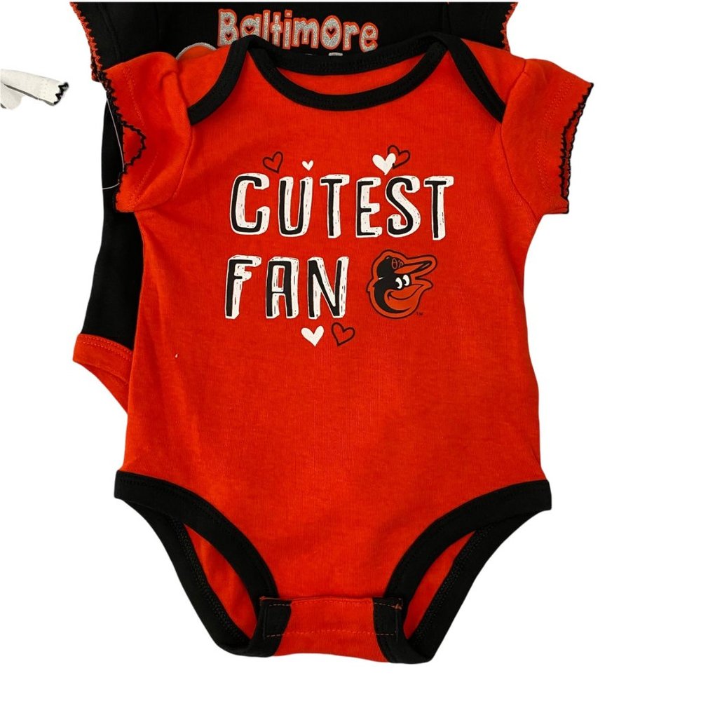 Baltimore Orioles White Orange Black Infant Baby Girl Bodysuits 0-3M 3-6M 18M - Picture 2 of 15